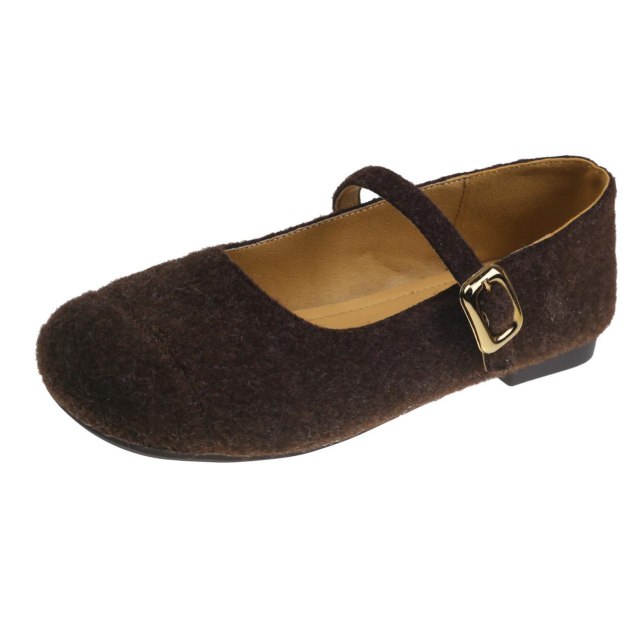 

Весняні жіночі туфлі Мері Джейн, нові жіночі французькі темпераментні елегантні квадратні голови, неглибокий рот, оксамитові вечірні туфлі, жіночі одинарні туфлі 40 темно-коричневого кольору