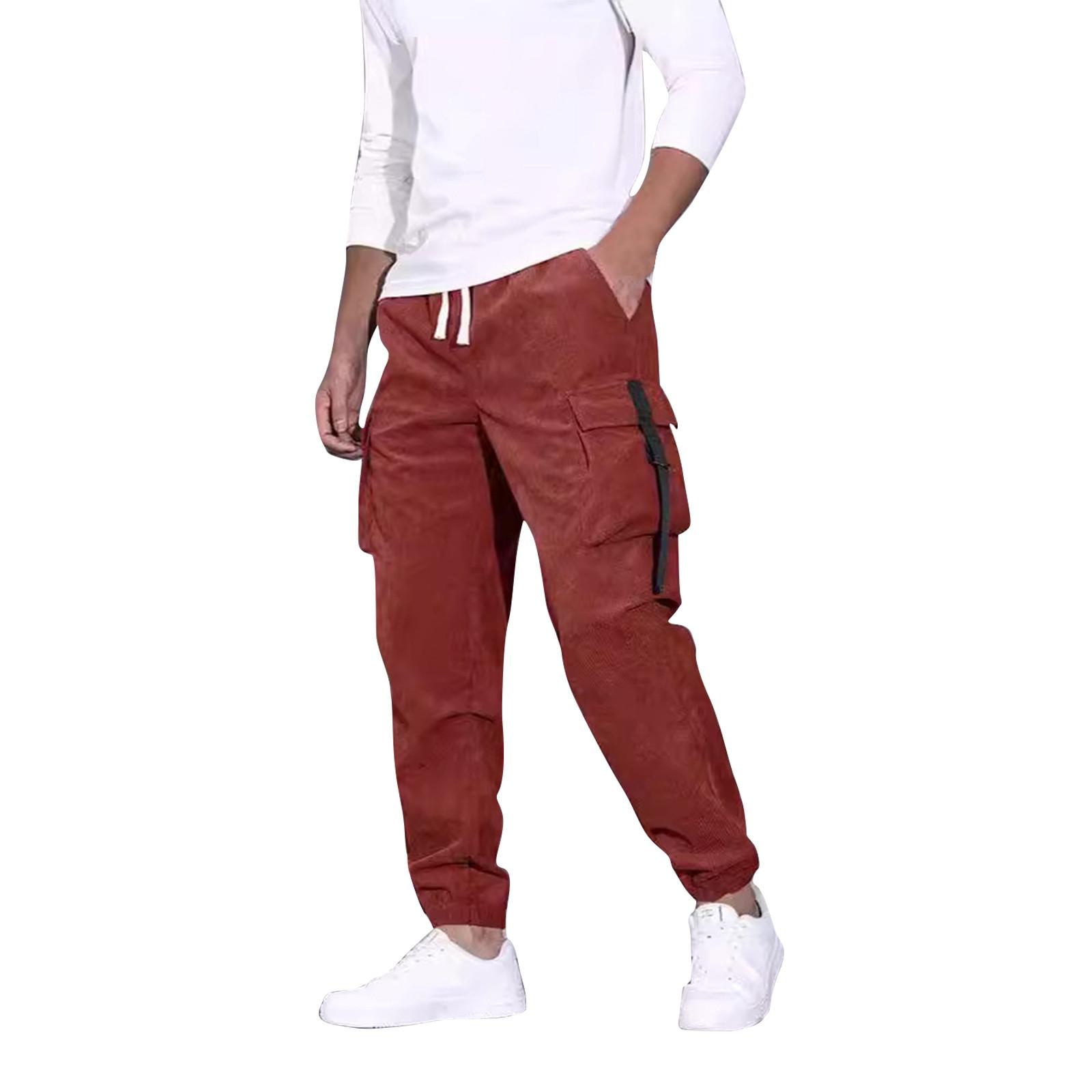 

Повседневные спортивные брюки мужские свободные длинные вставки фитнес бег тренировочные брюки XL красный