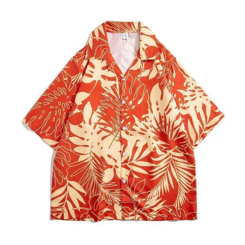 Pánská a dámská volná havajská košile s krátkým rukávem Neformální košile s rostlinným potiskem květin Elegantní pánské a dámské retro Harajuku velké velikosti Trendy Vintage