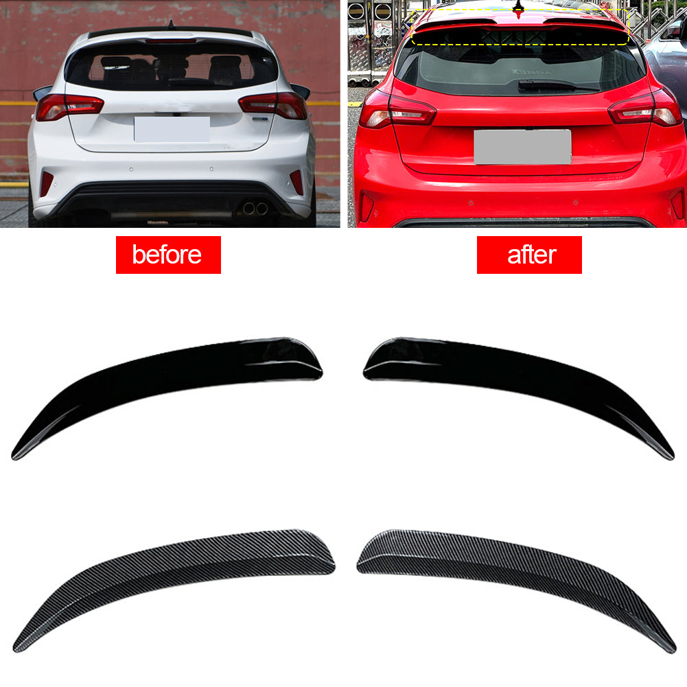 2 Stück Auto Heckspoiler Verlängerungslippe Flossen Heckflügel Carbon Fiber Auto Dachspoiler Für Ford Focus ST Line Fließheck 2019-2024