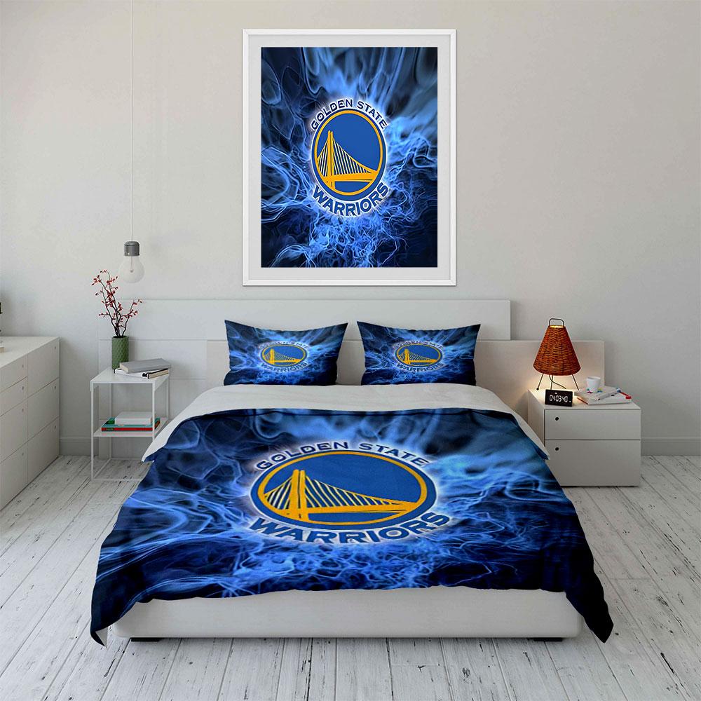 Golden State Warriors Logo Bedding Duvet Cover Set Duvet Cover Pillowcases (1*Duvet Cover 2*Pillowcases, Without Duvet Insert)