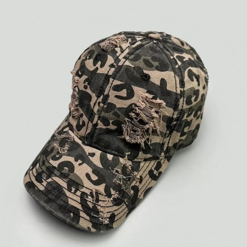 Fashion Hat American old hole wasteland wind camouflage baseball cap men and women personality street hip hop washed cotton cap