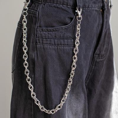 Macacão de Caveira Hip Hop Personalizado Corrente Colar Pulseira Estilo Punk Corrente para Jeans Corrente Rock Corrente Preta Fear Cintura