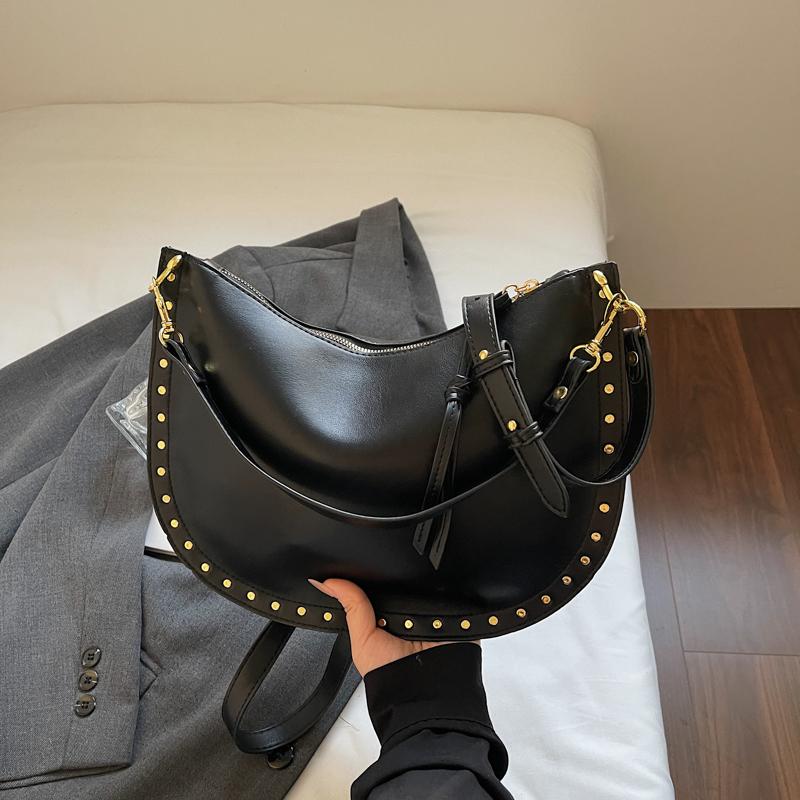 Rivet Crossbody Bag Women's Vintage Underarm Bag Commuter Shoulder Bag