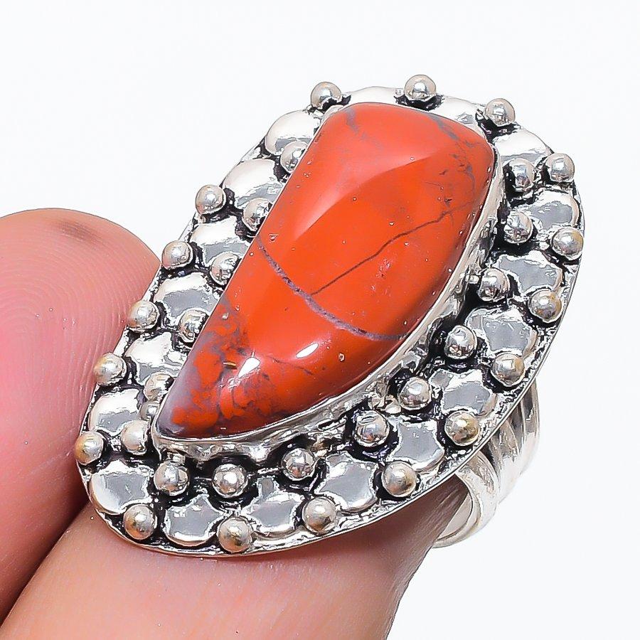 Natural Red River Jasper Gemstone 925 Sterling Silver Jewelry Ring Size 7 Y8y13