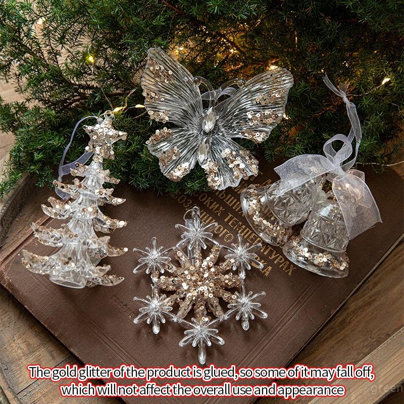Christmas Pendants Acrylic Sequin Snowflakes Christmas Tree Ornaments Hanging Decoration Xmas New Year Atmosphere Supplies