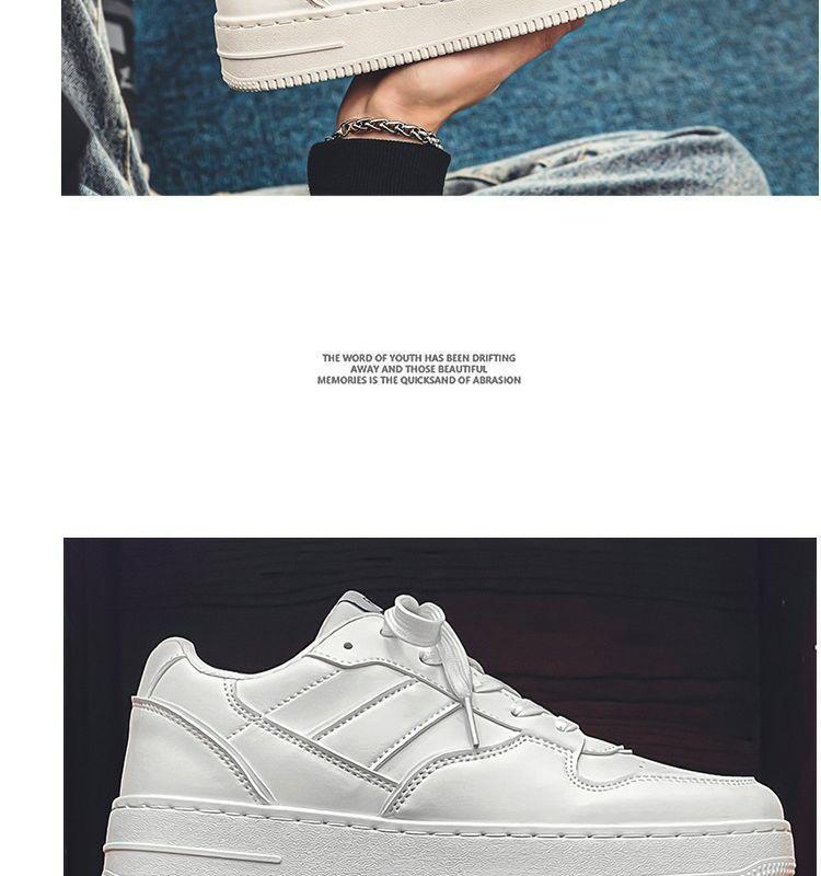 Men's Spring White Sneakers: Breathable, Trendy, Versatile Thick-Soled Skate Shoes