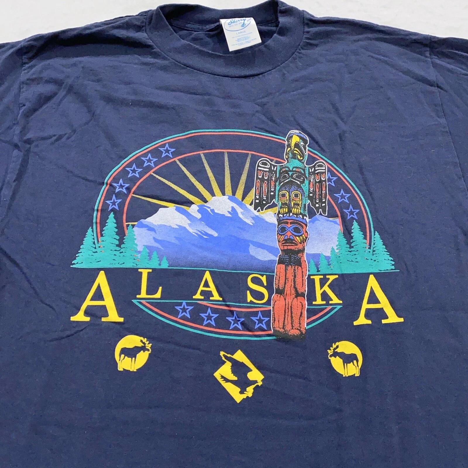 

винтажная футболка 90-х ALASKA РАЗМЕР M/L природа закат гора мягкая L