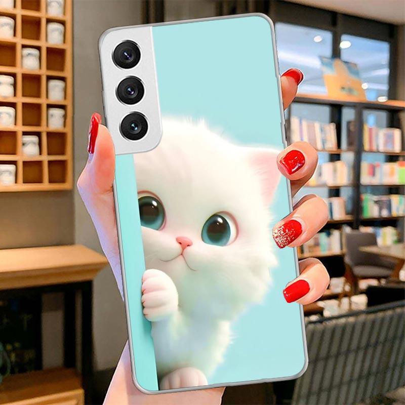 Cat Cute Kitten Cartoon Cover Phone Case For Samsung Galaxy S26 S25 Edge S24 Ultra S23 S22 Plus S21 S20 FE Soft Fundas Shell Gal