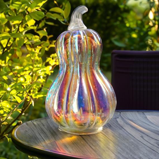 Glass Pumpkin Light Battery Operated LED Pumpkin Lantern Fall Lighted Pumpkin Table Centerpiece for Halloween Thanksgiving Home Decor