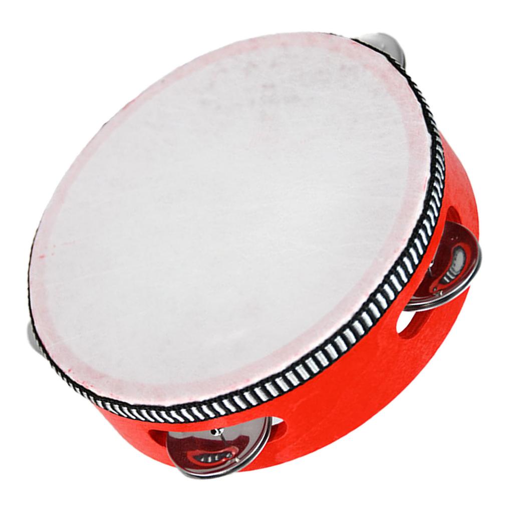 Kids Tambourine Drum Solid Wood Ergonomic Handle Pleasant Sound Tambourine Music Educational