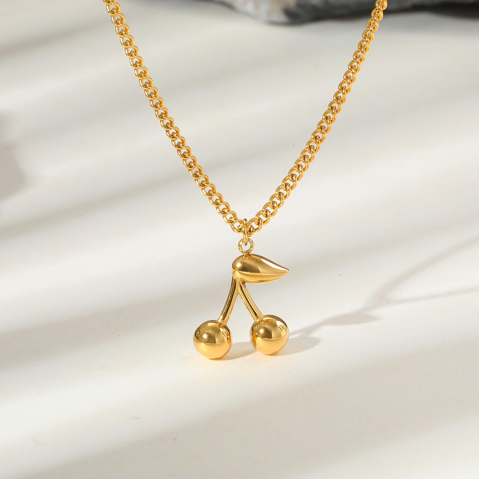 

Minimalist Cherry Pendant Necklace for Women,Stainless Steel Cuban Chain Necklaces,Waterproof Jewelry Mother s Day Gifts