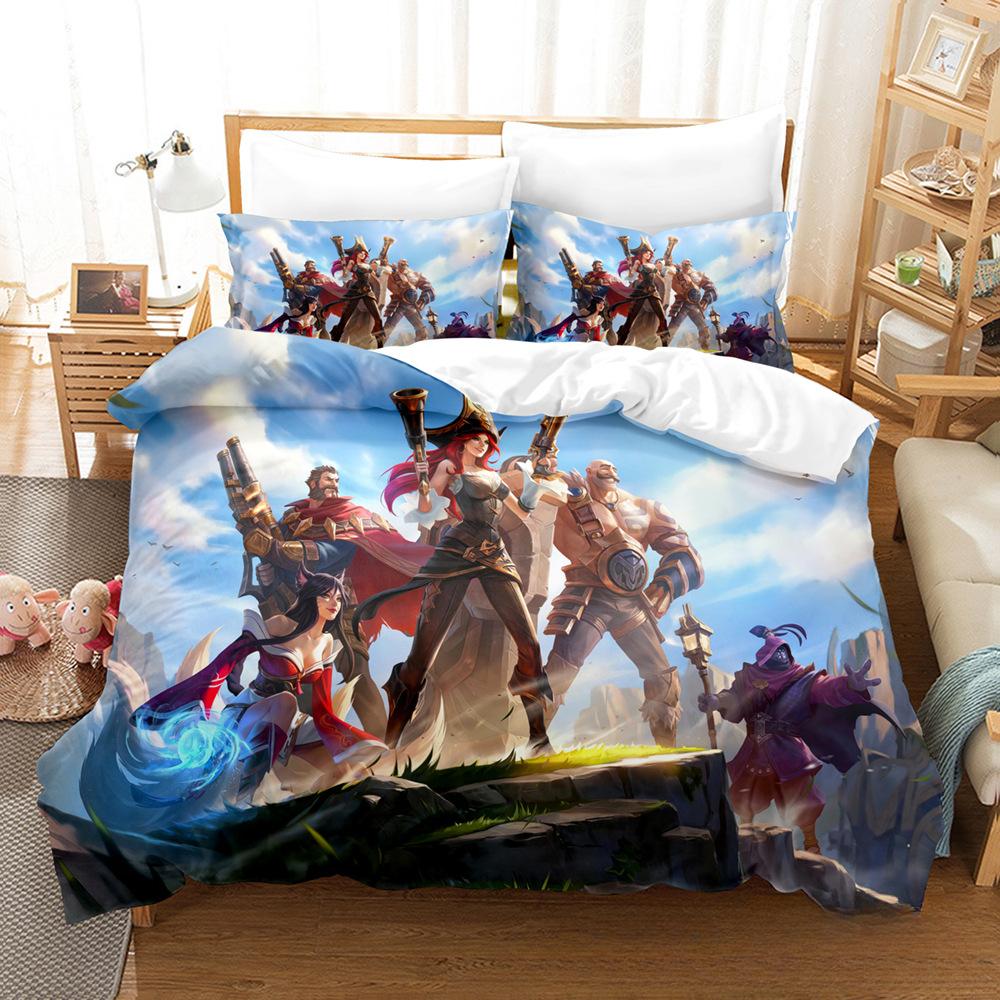 Comforter League Of Legends Lady Of Luminosity And Vn Design Quilt Set Three-Piece Lol Game Character Print Bedding King Size