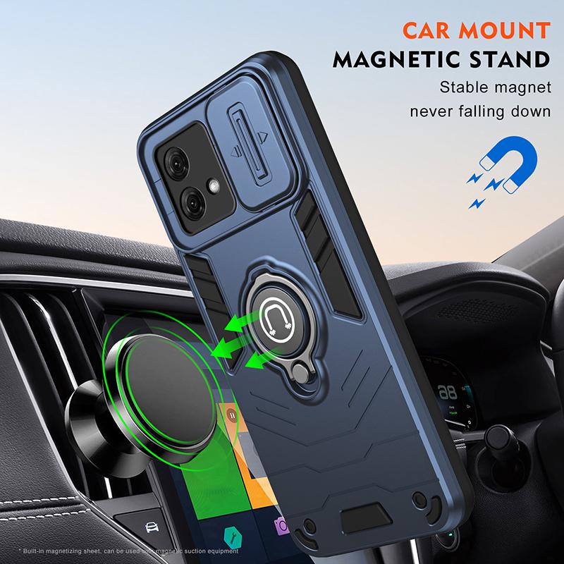 Military Grade Anti-Fall Phone Case For Motorola Moto G34 G35 G45 G53 G55 G64 G75 G84 G85 Ring Holder Magnetic Protector Cover