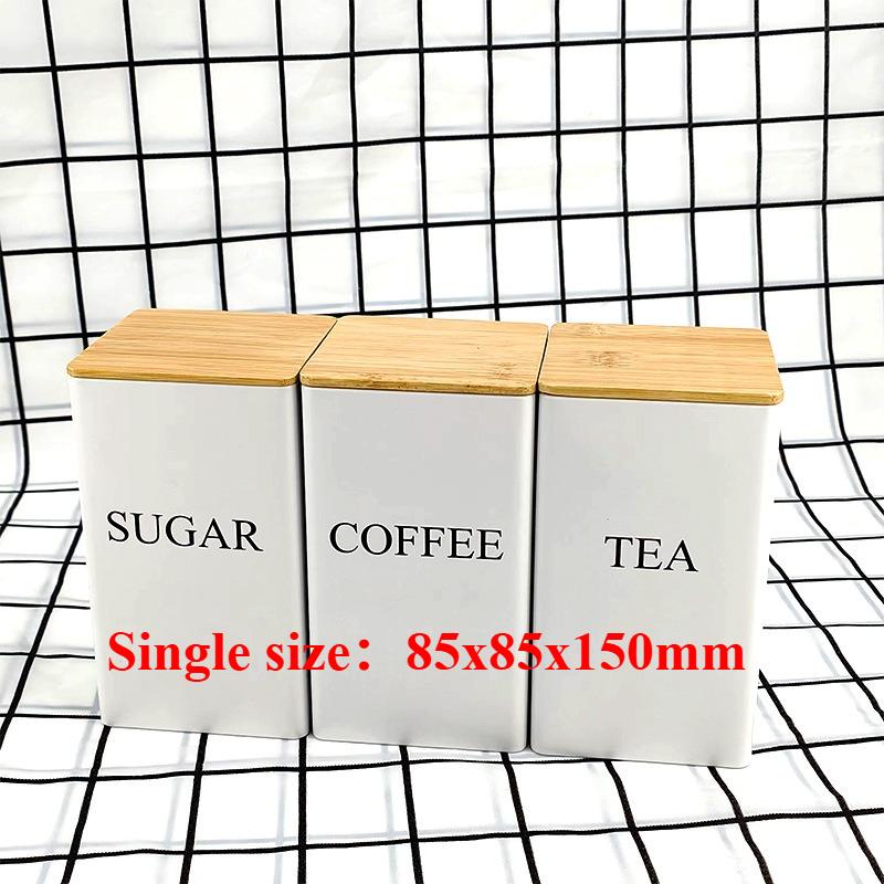 Multi-purpose Bamboo-Lidded Metal Storage Tin-Minimalist Creative Organizer for Candy, Coffee & Tea Decorative Storage Container