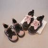 2024 Children Leather Shoes for Girls Winter New Fashion Korean Style Sweet Bowtie Soft Sole Anti-slippery Versatile Short Boots