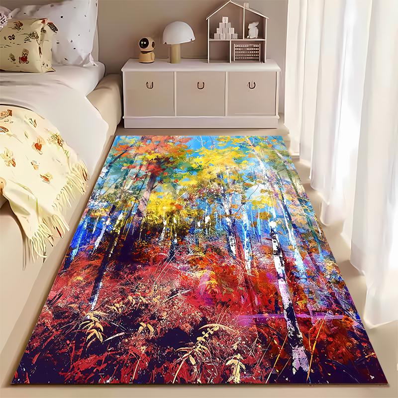 Colorful Abstract Forest Pattern Carpet with Vibrant Artistic Design Suitable for use as an anti-slip for living room bedroom sofas