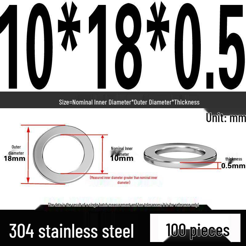 Thickened 304 Stainless Steel Flat Washer Spacer (M2-M36)