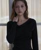 DEHEVE Drape Neck Long Sleeve [Black]
