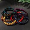 Festive Gifts Multicolor Tiger Eye Agate And Wooden Beaded Bracelet Set Bohemian Fashion Jewelry For Men Women Daily Wear Simple Versatile Accessory