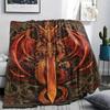 Sword and Dragon Print Flannel Blanket,High quality Comfortable for All Seasons,Home Decor,Warmth and Comfort,Perfect for Christmas Gifts