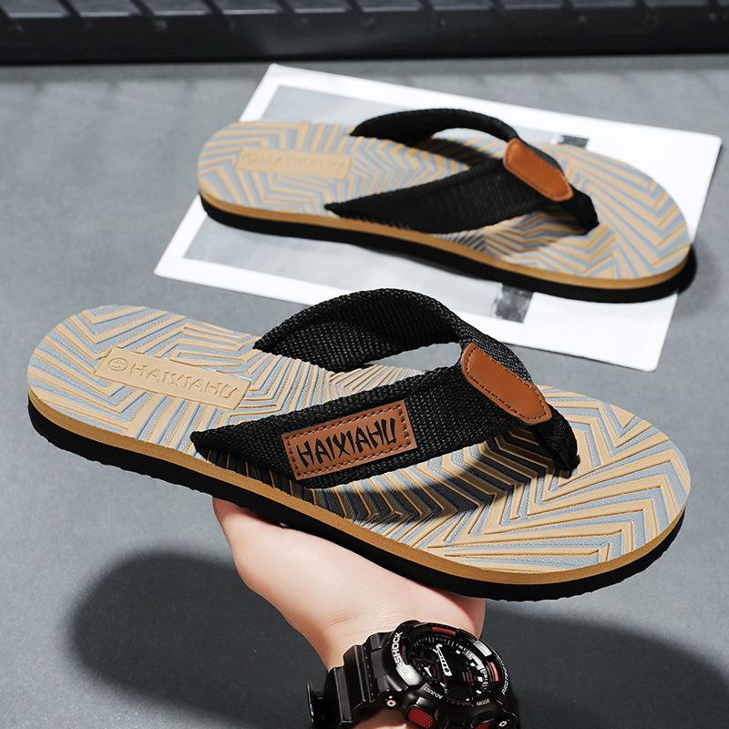 

2025 spring new non-slip wear-resistant breathable fashion webbing flip-flops men s shoes color matching shoes 45 хаки