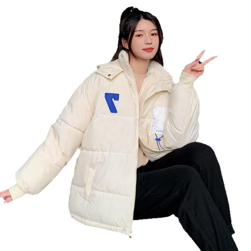 Winter down cotton-padded jacket women's year design sense niche student hooded thickened cotton-padded jacket bread jacket