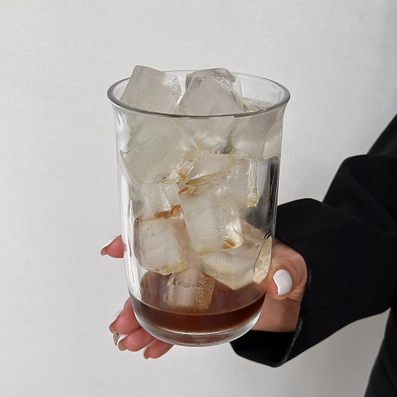 OLOEYins Striped Glass Coffee Cups, 400ml (Set of 3)