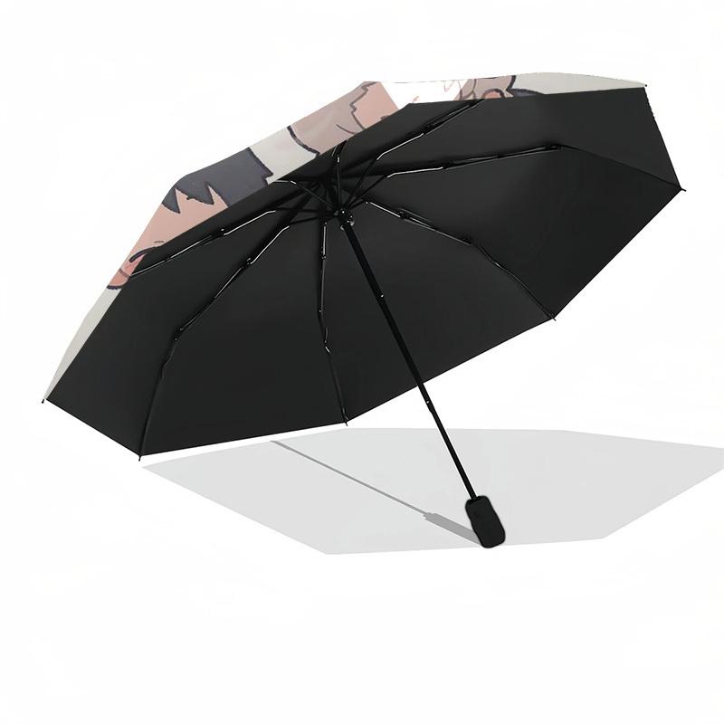 1pc Chibi Characters with Cats - Automatic Opening/Closing Outdoor Umbrella, Portable 3-Fold Design, 8-Bone Iron Frame Outdoor Umbrella, Perfect