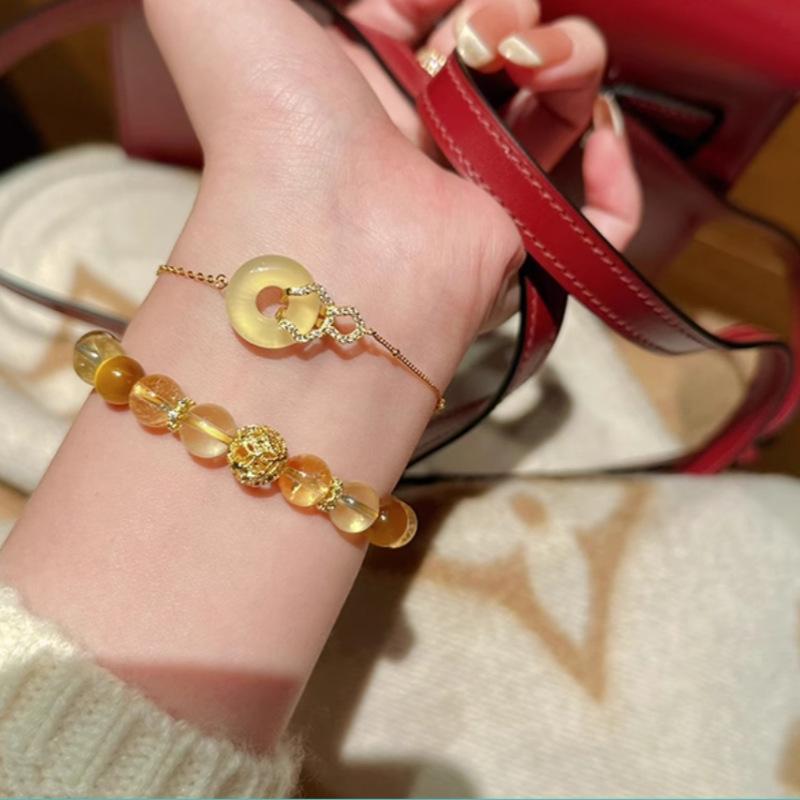 Zhaomimi Natural Citrine and Tiger Eye Stone Bracelet for Women, Valentine's Day Gift, Friendship Bracelet, Jewelry