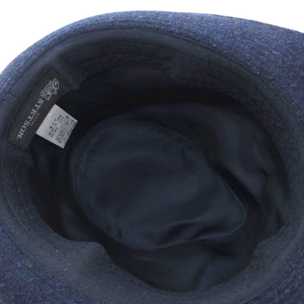 Used STETSON Hat Folded Cashmere Blend Wool 58 Navy /FF ECG003