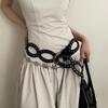 Delikli PU Deri Bel Bantları Ayarlanabilir Perçinli Bel Kemerleri Sokak Tarzı Kovboy Bel Kemerleri Günlük