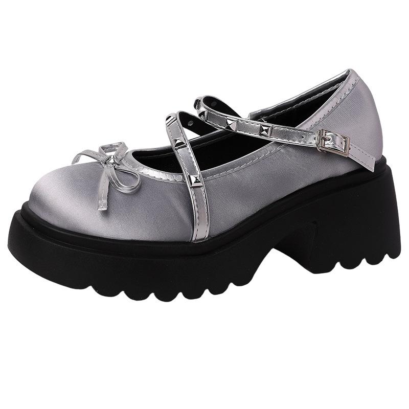 Shallow Mary Jane shoes women's autumn fashion bow retro casual single shoes with skirt small leather shoes trend