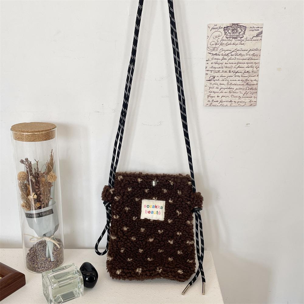 Soft Messenger Bag Plush Flower Commuter Leisure Bag Shopping Underarm Mobile Phone Bag Shoulder Bag