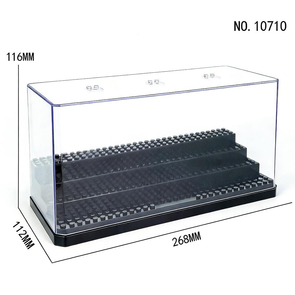 Clear Acrylic Minifigures Display Case Transparent Showcase Stackable Design Dustproof Display Box Movable Steps Large Capacity