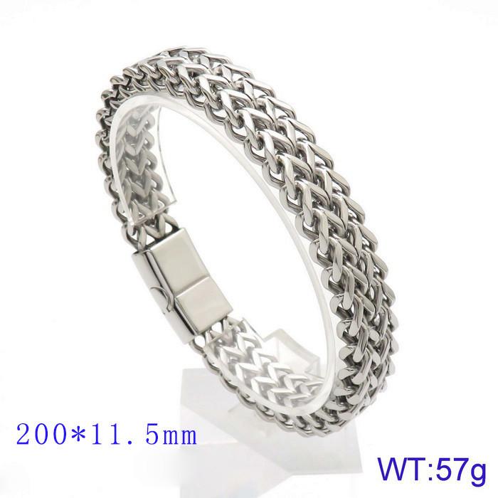 Hand Jewelry, Simple Personalized Woven Double-Row Front And Back Keel Flat Buckle Titanium Steel Men'S Bracelet