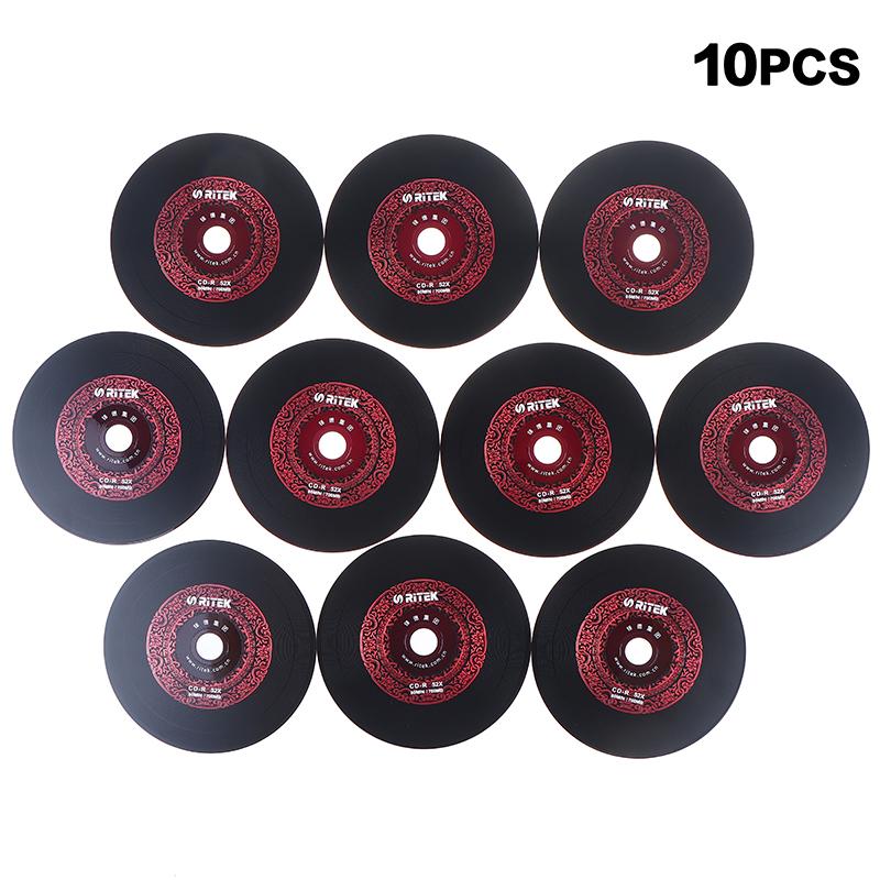 10PCS Ritek Vinyl Disc Black CD-R Blank Disc Recordable Compact Disc 700MB/80min/52x Car Music CD-R BLANK Disk Disc