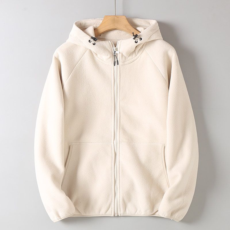 Original Export Surplus Fleece-Lined Thickened Warm Hooded Sweatshirt for Men, Autumn and Winter Sports Casual Fleece Jacket