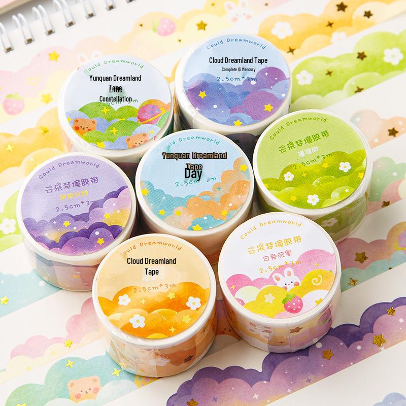 Cloud Dream Gold Foil Scenery Washi Tape - Decorative Journal Sticker Roll