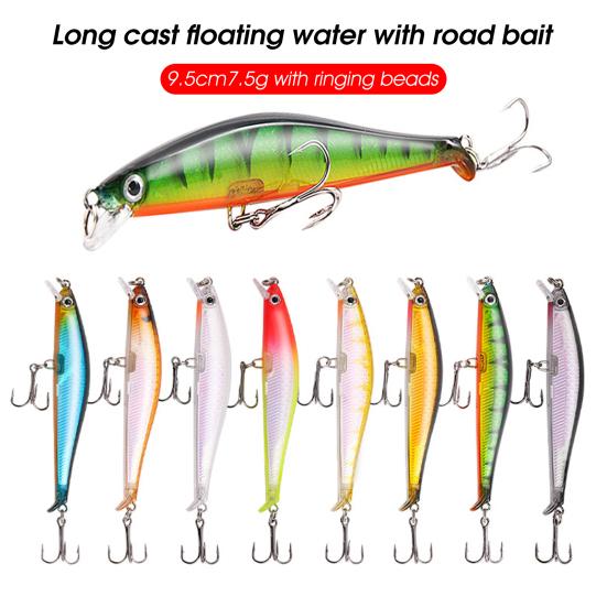 

MUQZI Спортивный аксессуар 9,5 см/7,5 г Прочная плавающая приманка Двойной круг Шумный шарик Яркий