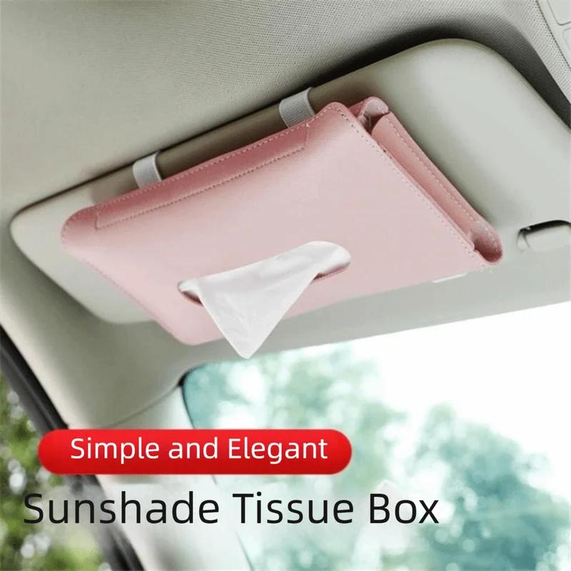 1/2/3pcs Interior Decor PU Leather Car Tissue Holder Universal Soft Car Tissue Box Creative Elegant Car Sun Visor Vehicle Use