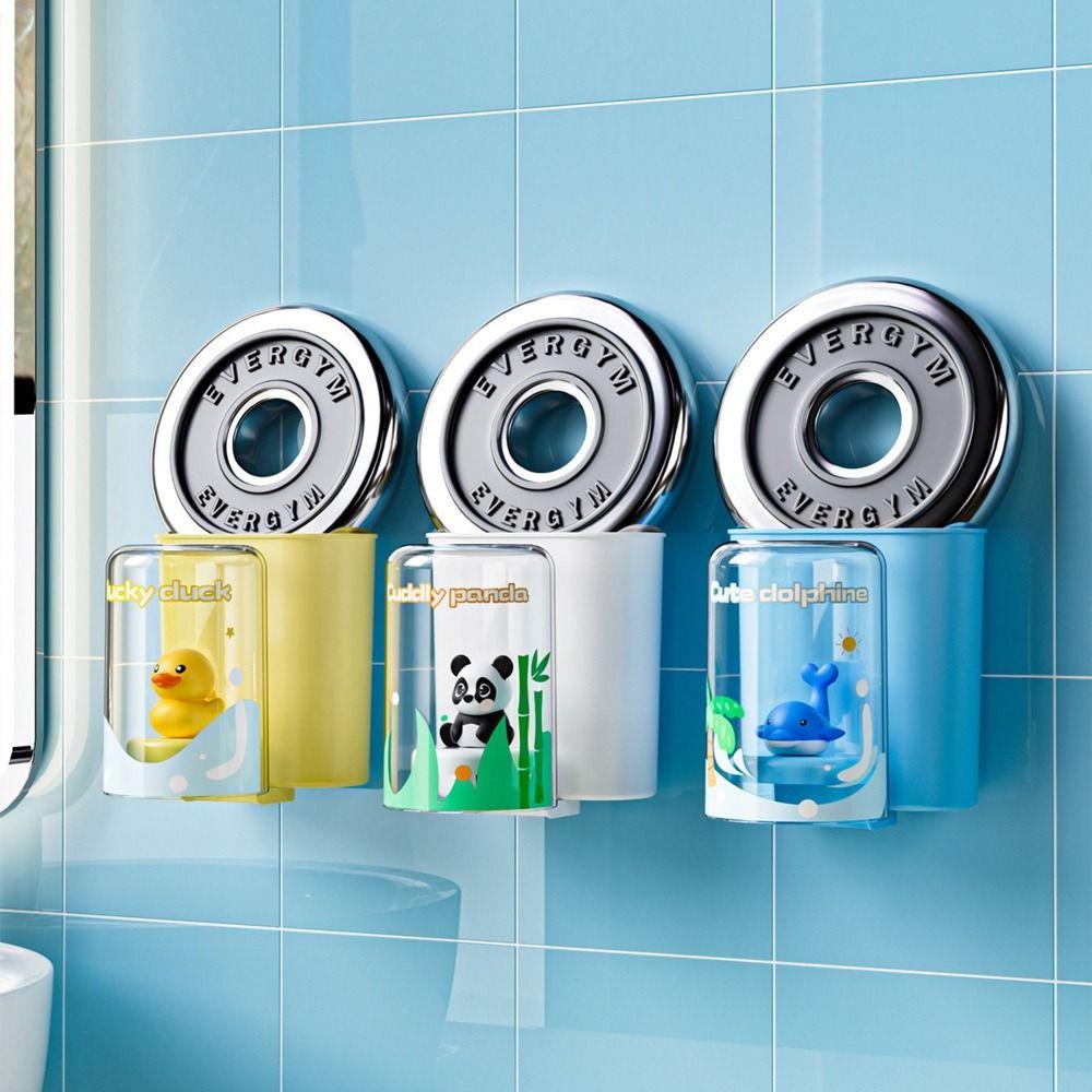 Large Capacity Toothpaste Storage Holder Punch-Free Mouthwash Cup Hanger for Home