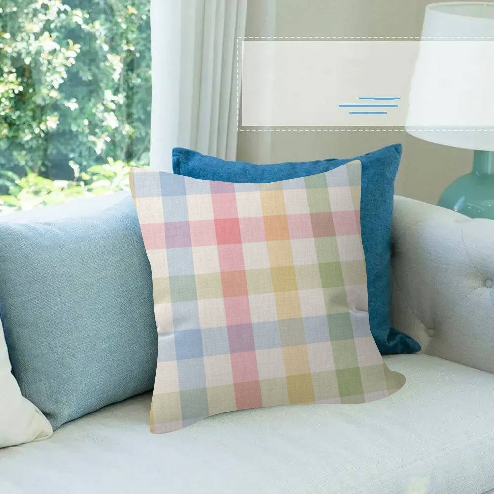 Stripe  Plaid Throw  solid color  Pillow Covers Cartoon Sofa Decorative Home Doublesided Printing Short Plush  Cushion Cover