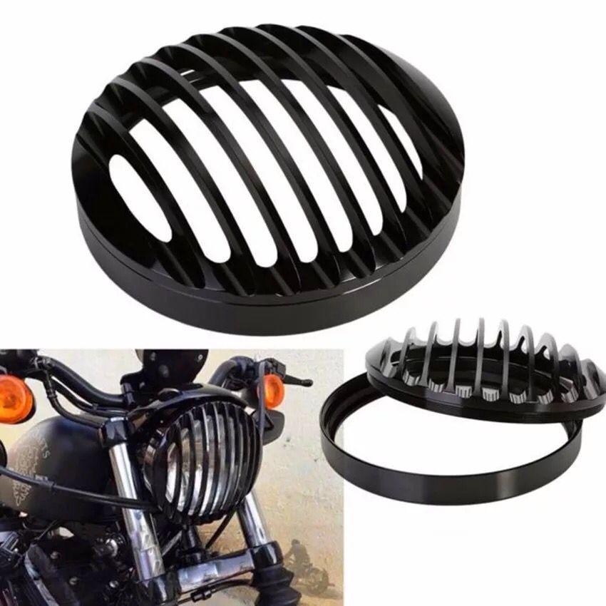 Медно-черно-серебристая решетка-крышка фары для Harley XL883, XL1200, 48, Dyna, Softail. чёрный