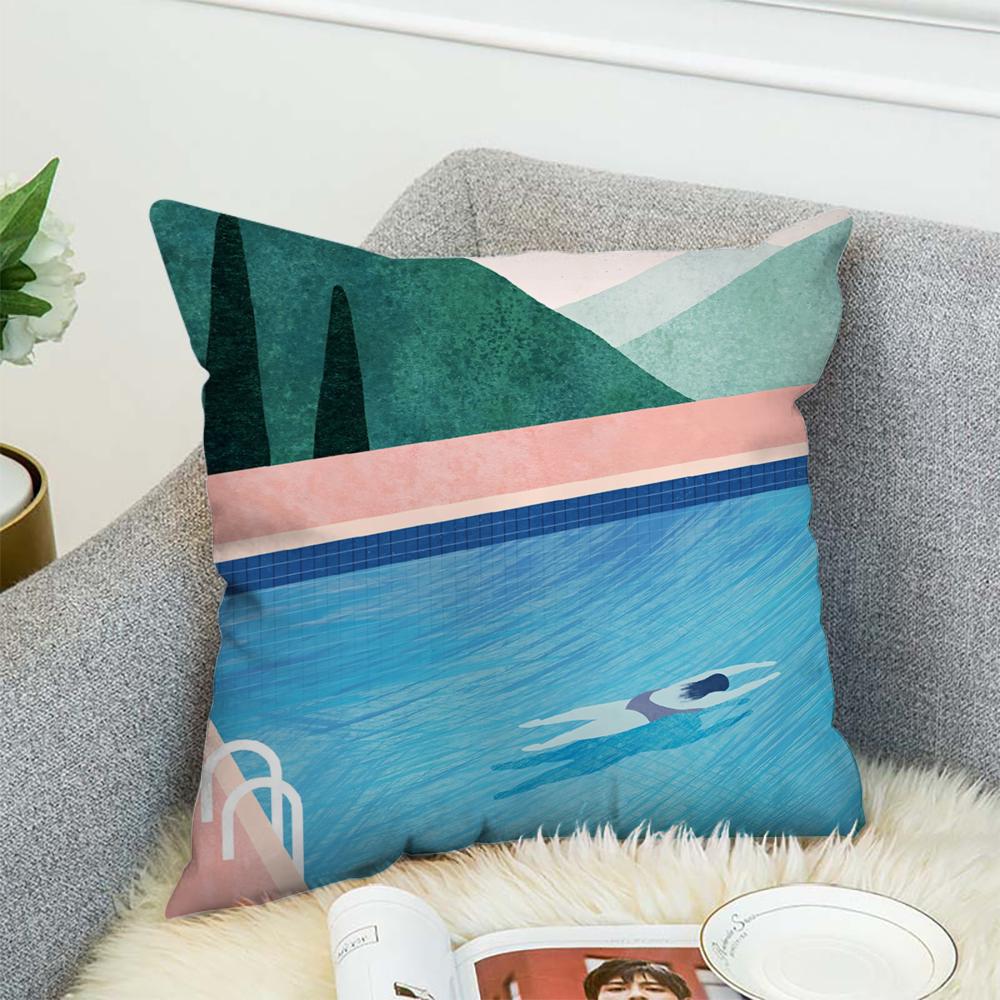H-Henry Art Pillow Case For Car Sofa Decorative Home Double-sided Print Plush Square Throw Pillow Cushion Cover