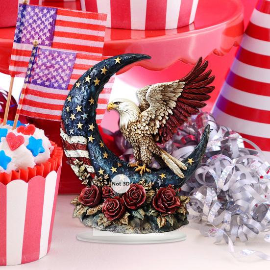 Acryl-Tischschild zum Unabhängigkeitstag, Patriotische 2D Mond-Adler-Rosen-Dekoration, Tischmittelstück-Ornament für die Feierparty, Vierter Juli