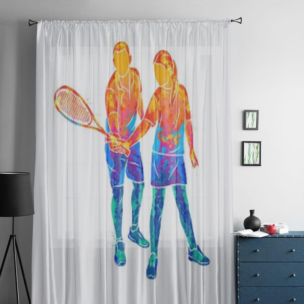 Young Woman Plays Squash Sheer Curtains for Living Room Transparent Tulle Window Curtain Bedroom Kitchen Home Decor Veil Drapes