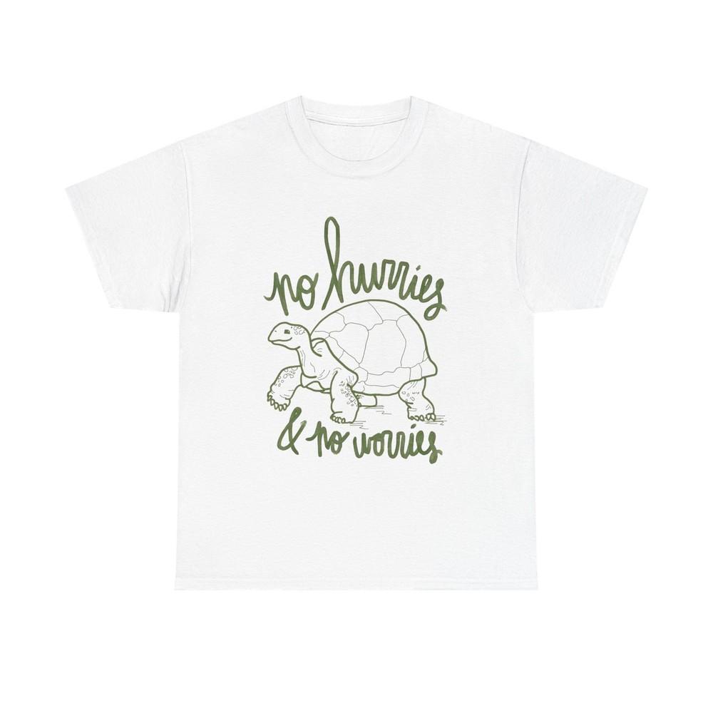 No Hurries No Worries Turtle Graphic T Shirt Unisex Heavy Cotton Tee Unisex T-Shirt XL