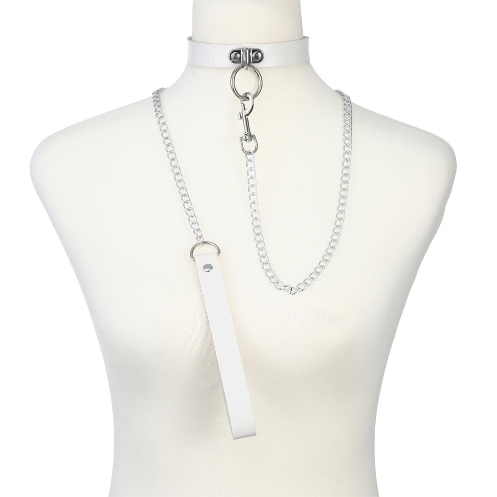 Chain Leash Choker Collar for Women Alt Fashion Leather Chocker Sexy Costume Jewelry Halloween Cosplay Accessories