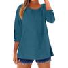 Women's Fashion Seven-Quarter Sleeve Round Neck Color Loose Casual Shirt Tops